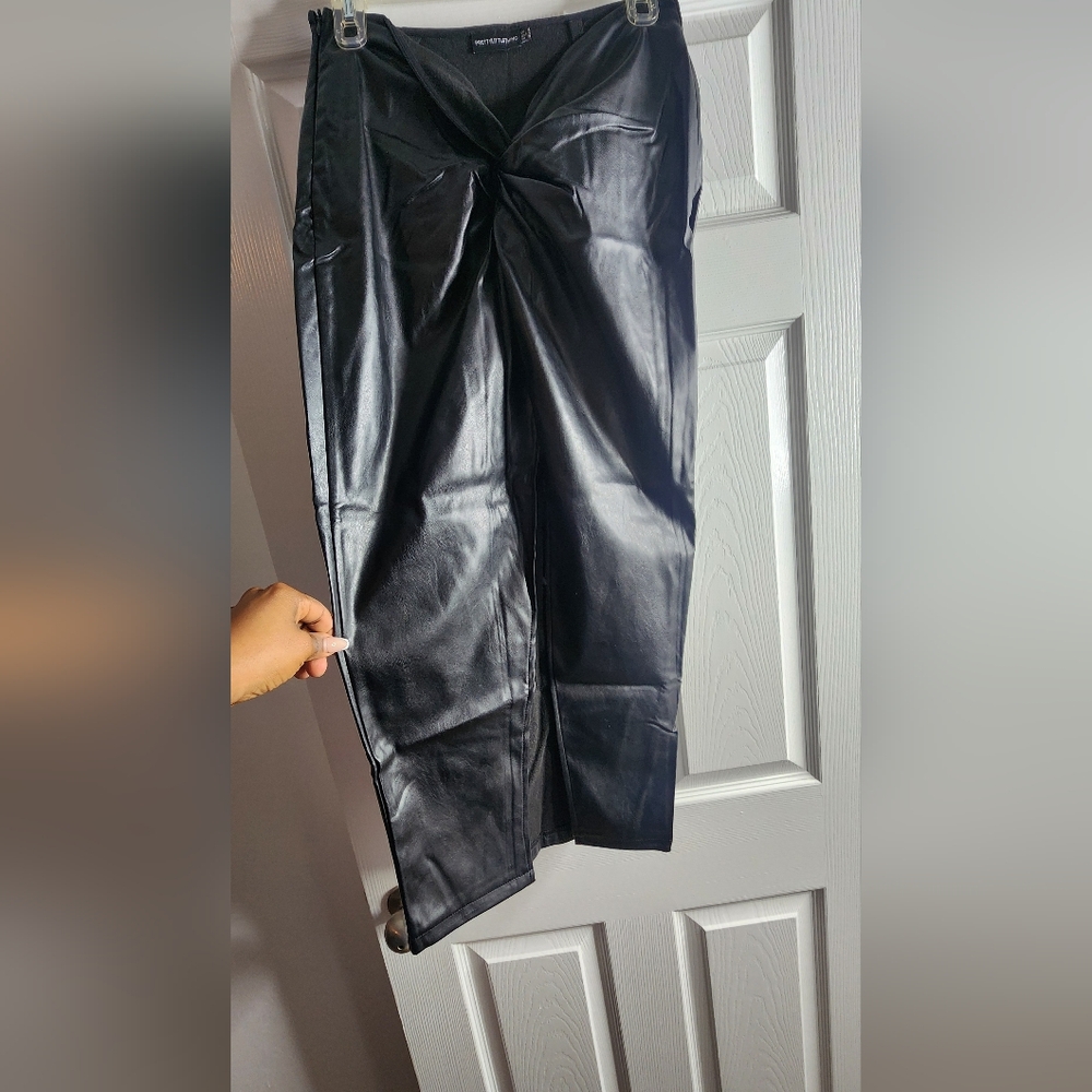 PrettyLittleThing Black Leather Look Trousers